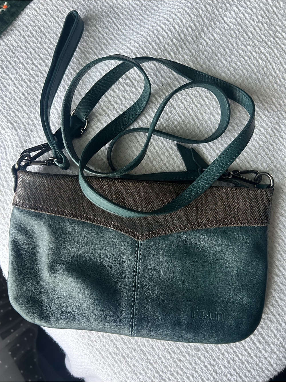 Lea Toni Teal Leather Crossbody Bag